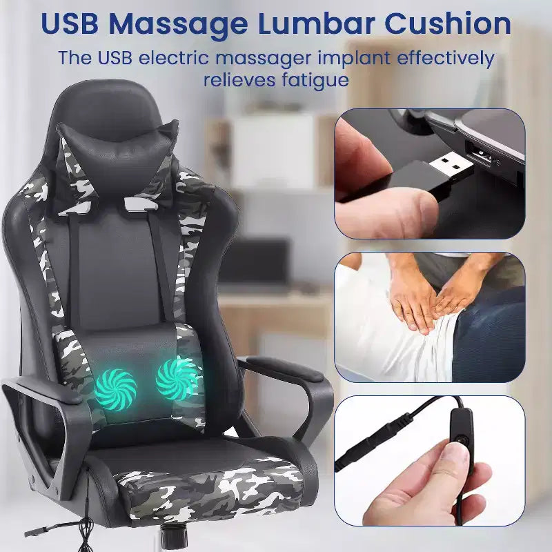 Chaise de jeu Fauteuil de bureau à dossier haut en cuir PU Chaise pivotante à roulettes
