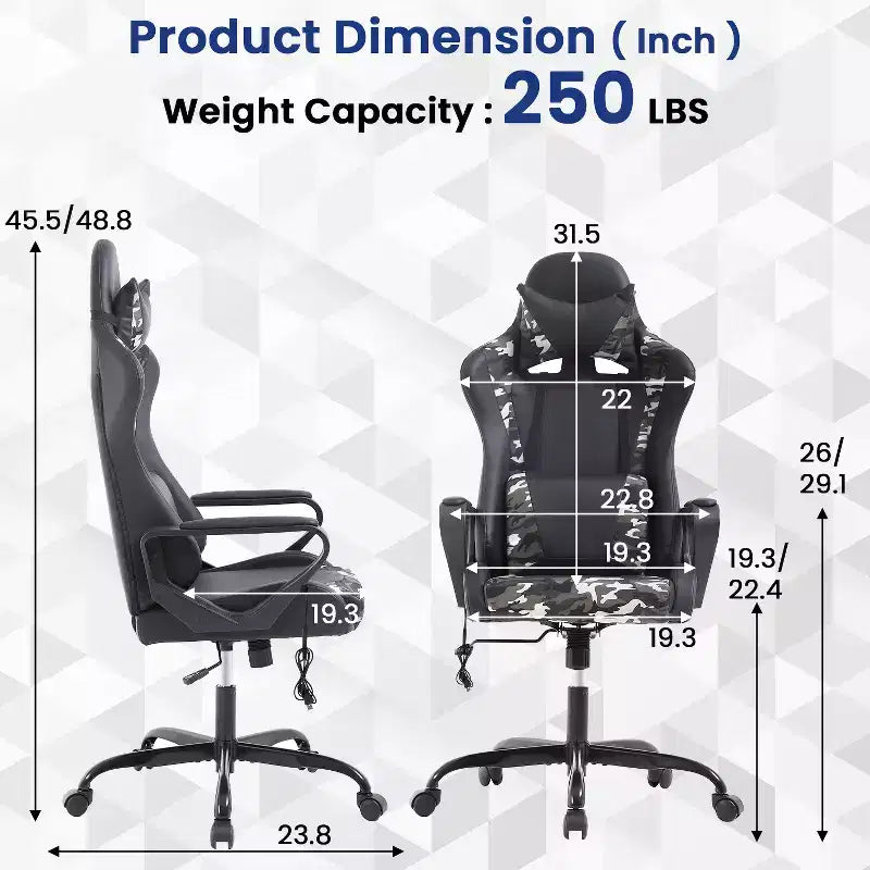 Chaise de jeu Fauteuil de bureau à dossier haut en cuir PU Chaise pivotante à roulettes