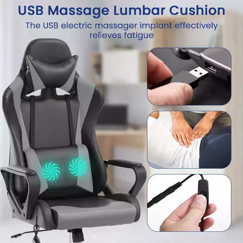 Chaise de jeu Fauteuil de bureau à dossier haut en cuir PU Chaise pivotante à roulettes