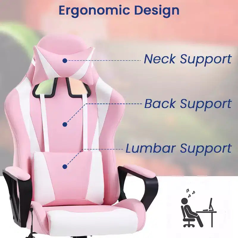 Chaise de jeu Fauteuil de bureau à dossier haut en cuir PU Chaise pivotante à roulettes