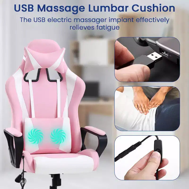 Chaise de jeu Fauteuil de bureau à dossier haut en cuir PU Chaise pivotante à roulettes