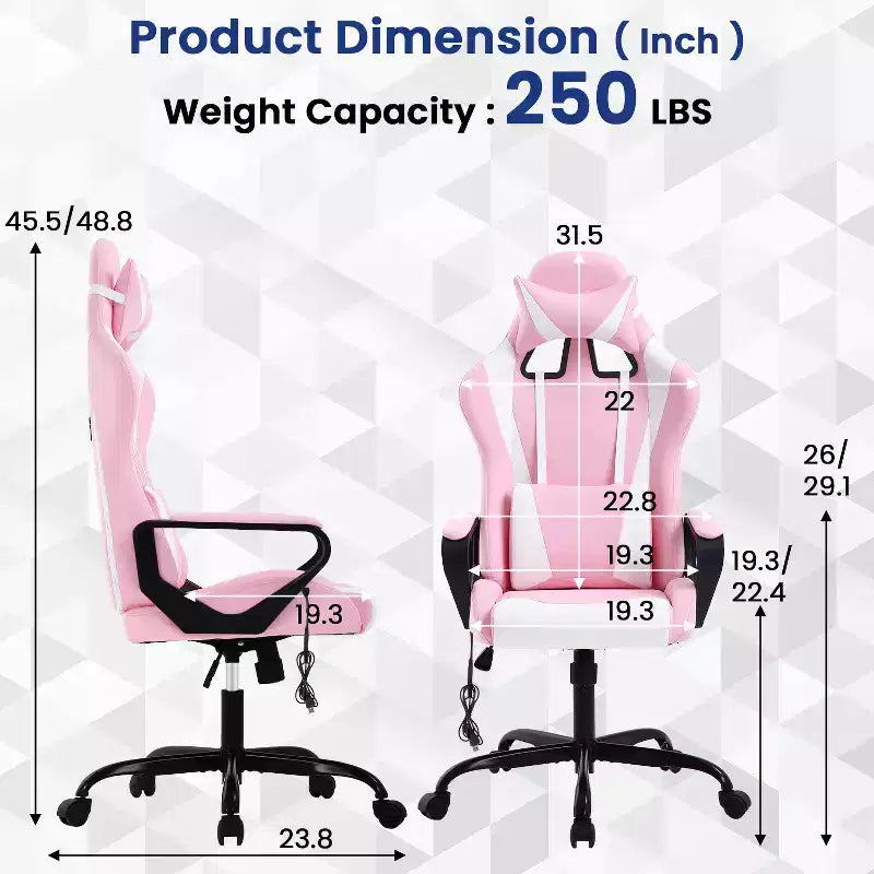 Chaise de jeu Fauteuil de bureau à dossier haut en cuir PU Chaise pivotante à roulettes