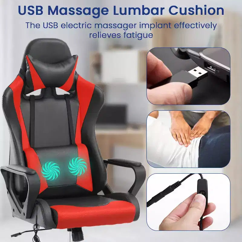 Chaise de jeu Fauteuil de bureau à dossier haut en cuir PU Chaise pivotante à roulettes