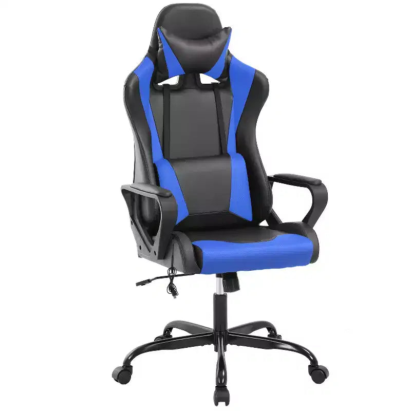 Chaise de jeu Fauteuil de bureau à dossier haut en cuir PU Chaise pivotante à roulettes