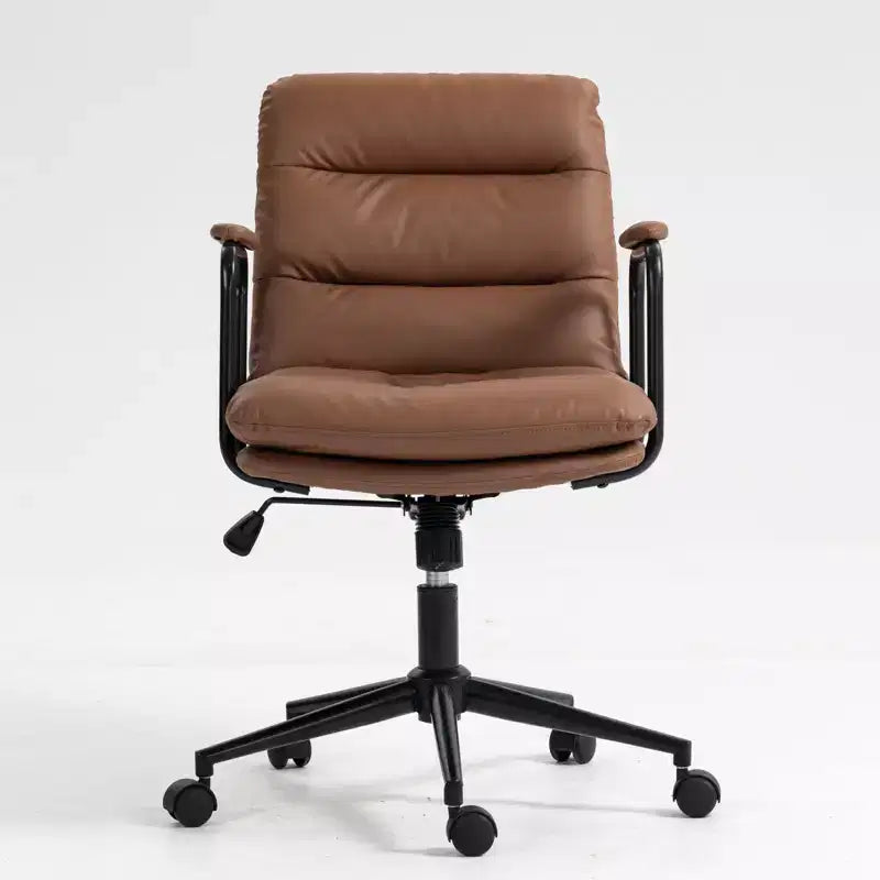 Chaise de bureau à dossier mi-hauteur, Chaise de bureau avec accoudoirs rembourrés et roulettes, Chaise d'ordinateur
