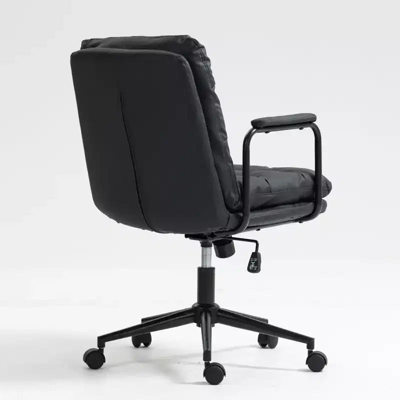 Chaise de bureau à dossier mi-hauteur, Chaise de bureau avec accoudoirs rembourrés et roulettes, Chaise d'ordinateur