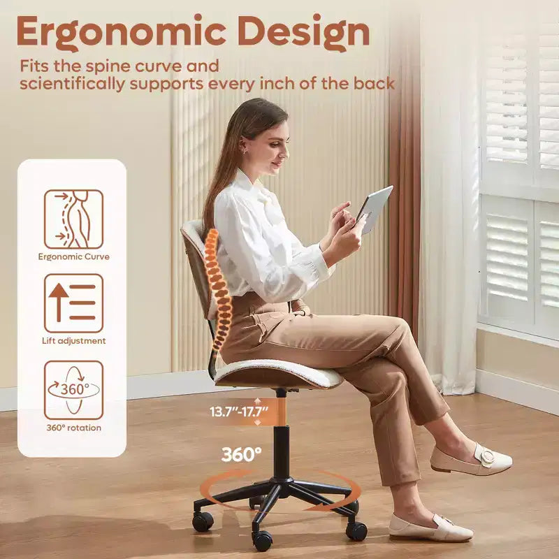 Chaise de bureau ergonomique sans accoudoirs, chaise de table confortable