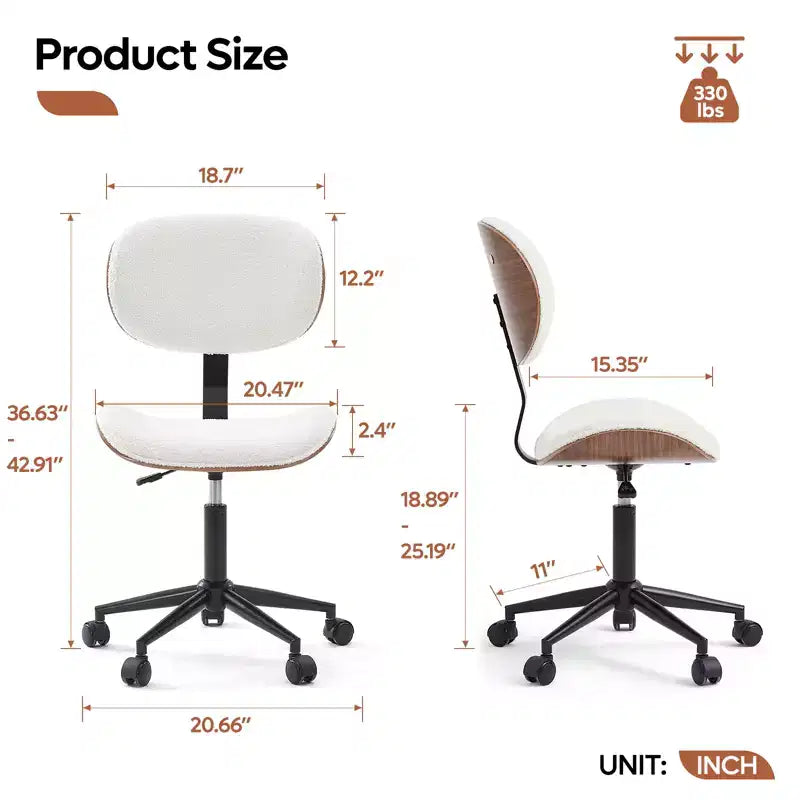 Chaise de bureau ergonomique sans accoudoirs, chaise de table confortable