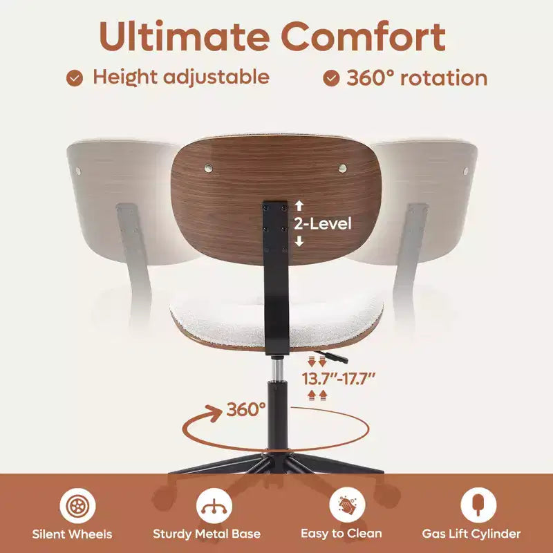 Chaise de bureau ergonomique sans accoudoirs, chaise de table confortable