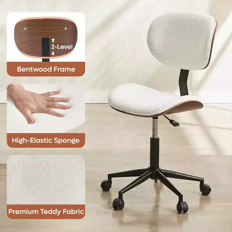Chaise de bureau ergonomique sans accoudoirs, chaise de table confortable