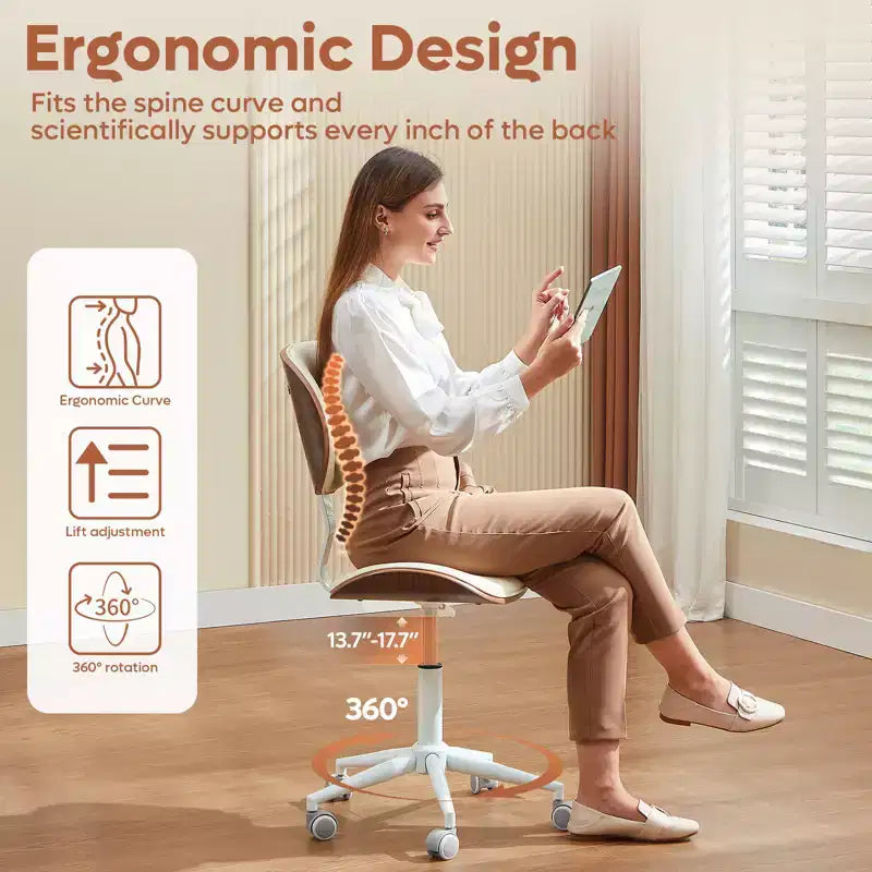 Chaise de bureau ergonomique sans accoudoirs, chaise de table confortable