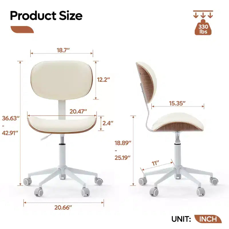 Chaise de bureau ergonomique sans accoudoirs, chaise de table confortable