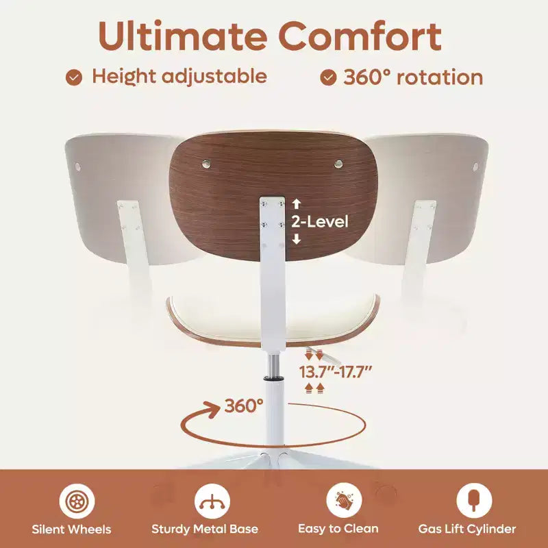 Chaise de bureau ergonomique sans accoudoirs, chaise de table confortable