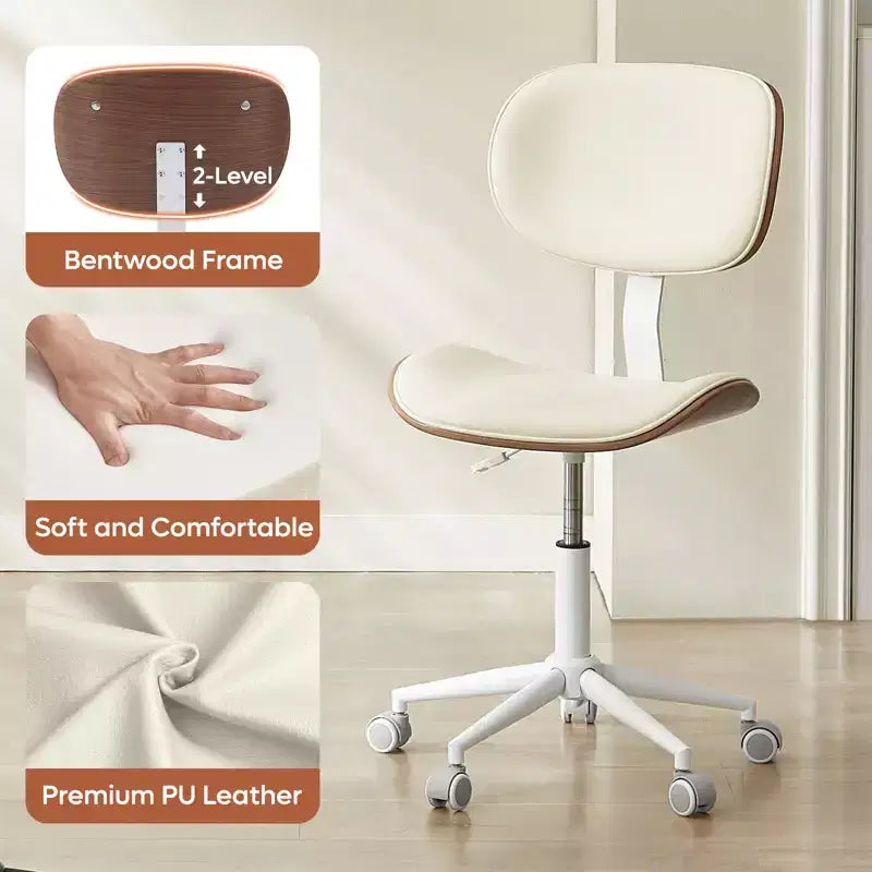Chaise de bureau ergonomique sans accoudoirs, chaise de table confortable