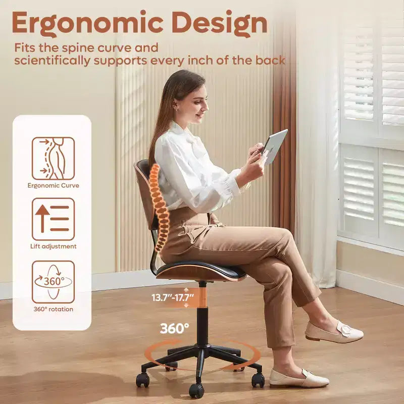 Chaise de bureau ergonomique sans accoudoirs, chaise de table confortable