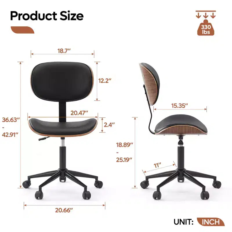 Chaise de bureau ergonomique sans accoudoirs, chaise de table confortable
