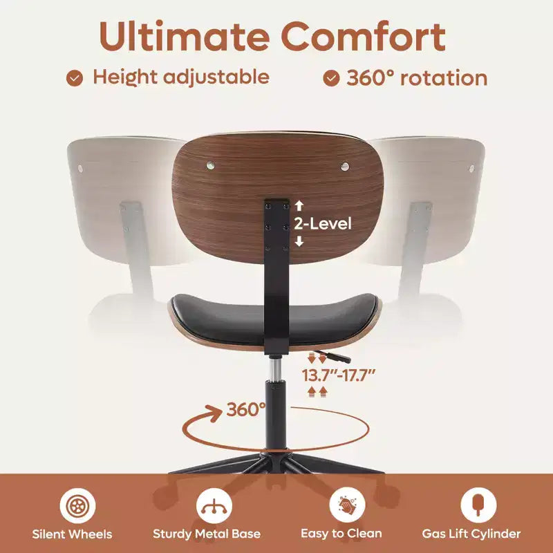 Chaise de bureau ergonomique sans accoudoirs, chaise de table confortable