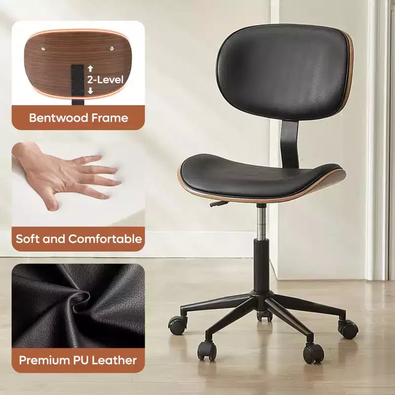 Chaise de bureau ergonomique sans accoudoirs, chaise de table confortable