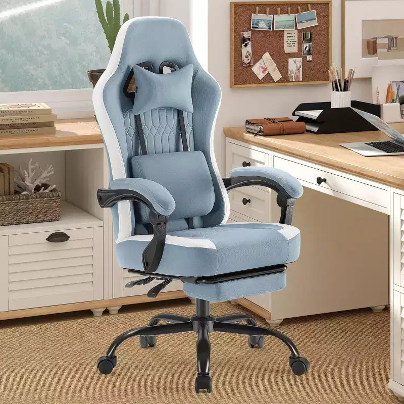 Chaise de bureau pivotante croisée en microfibre à roulettes