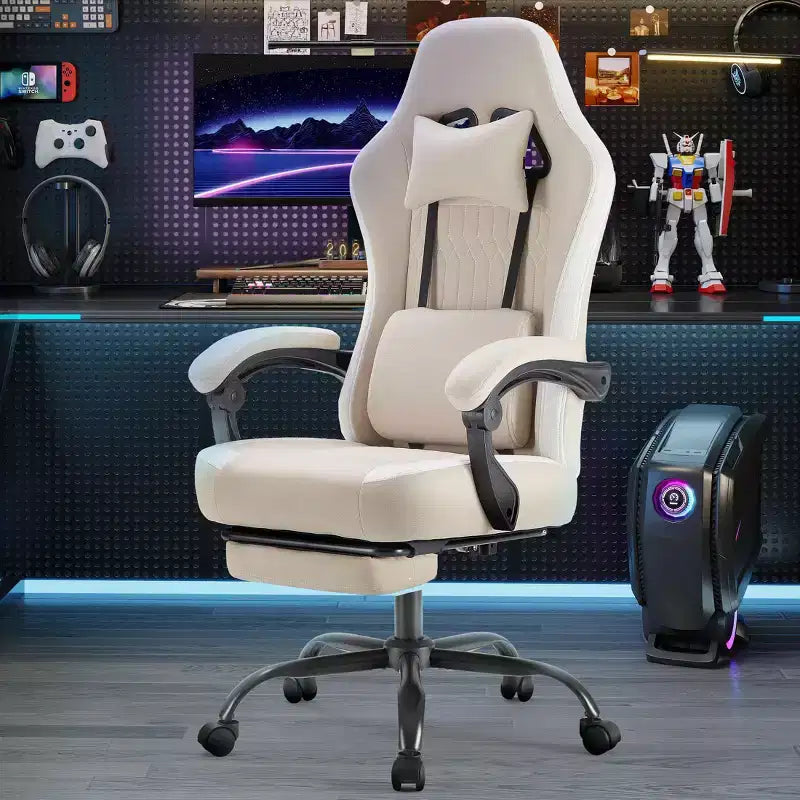 Chaise de bureau pivotante croisée en microfibre à roulettes