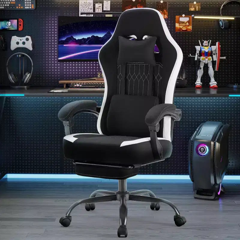 Chaise de bureau pivotante croisée en microfibre à roulettes