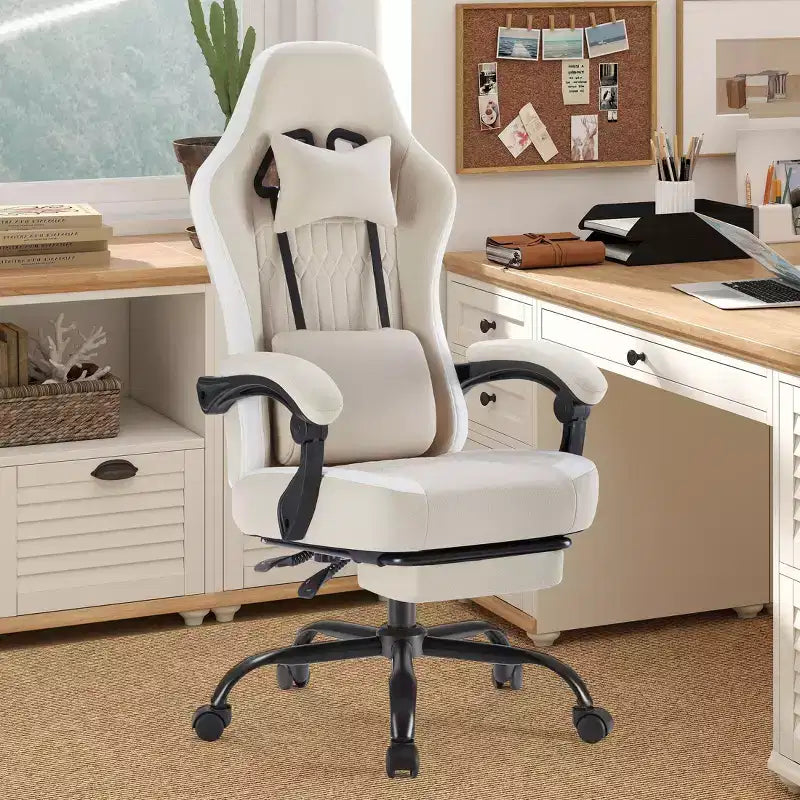 Chaise de bureau pivotante croisée en microfibre à roulettes