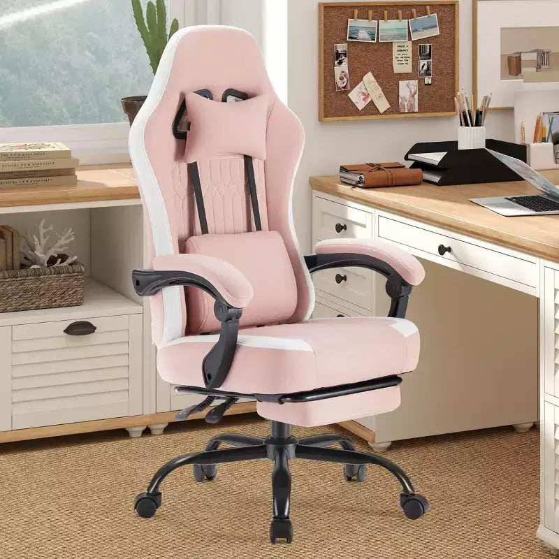 Chaise de bureau pivotante croisée en microfibre à roulettes