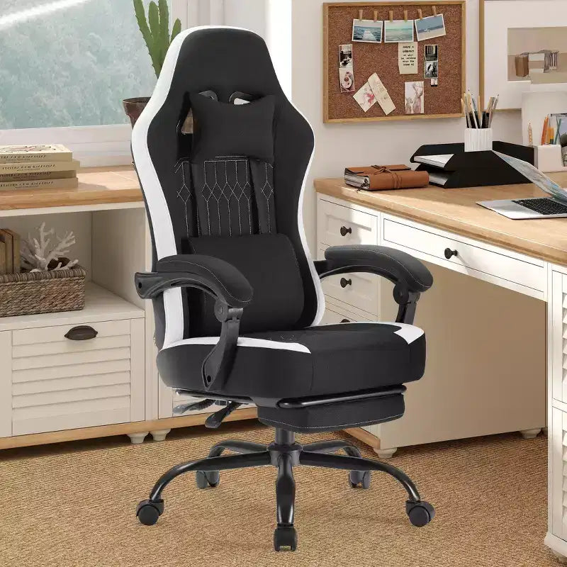 Chaise de bureau pivotante croisée en microfibre à roulettes