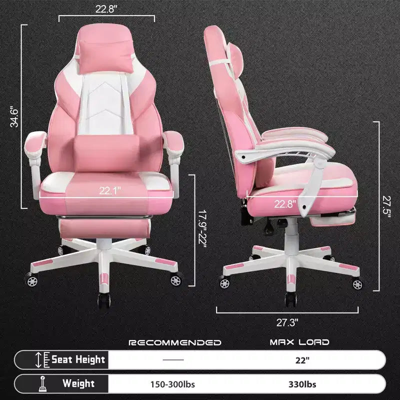 Chaises de gaming pour adultes avec repose-pieds, dossier haut et soutien lombaire massant