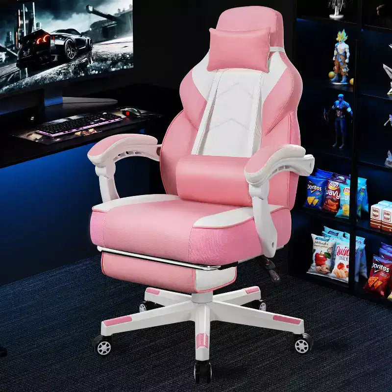 Chaises de gaming pour adultes avec repose-pieds, dossier haut et soutien lombaire massant