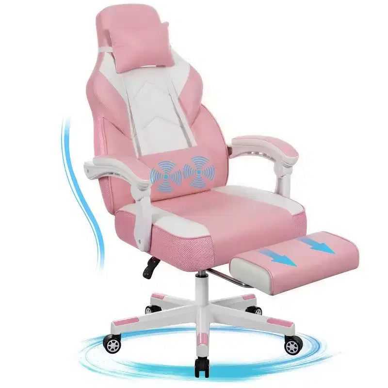 Chaises de gaming pour adultes avec repose-pieds, dossier haut et soutien lombaire massant
