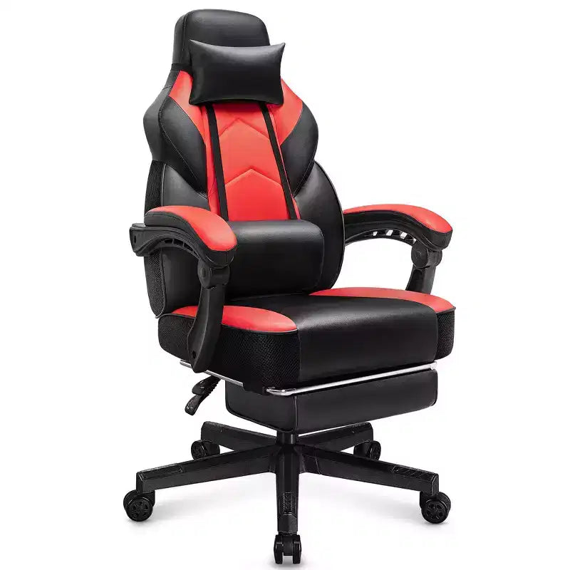 Chaises de gaming pour adultes avec repose-pieds, dossier haut et soutien lombaire massant