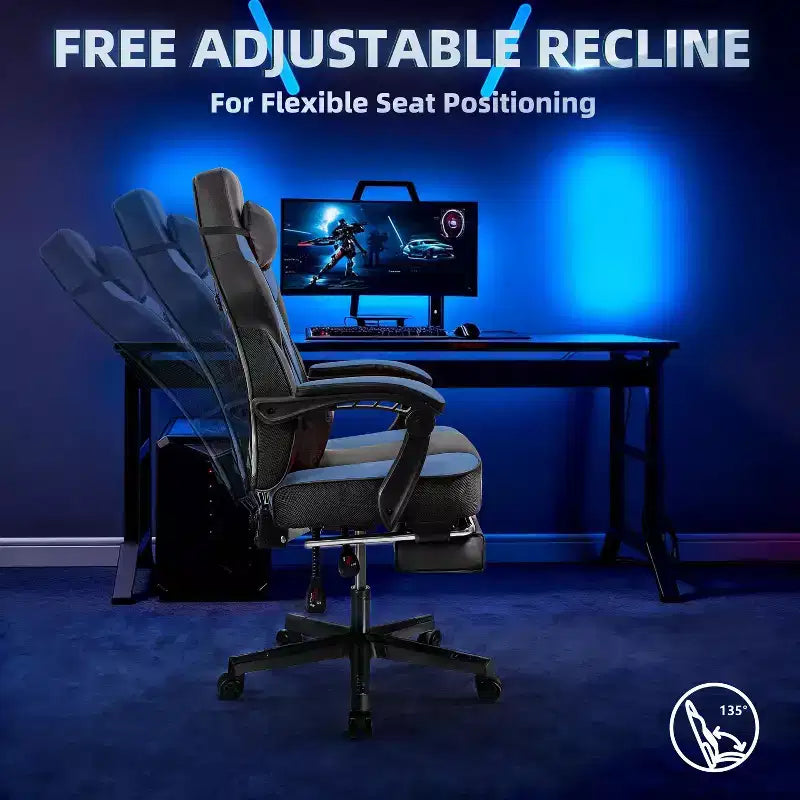 Chaises de gaming pour adultes avec repose-pieds, dossier haut et soutien lombaire massant