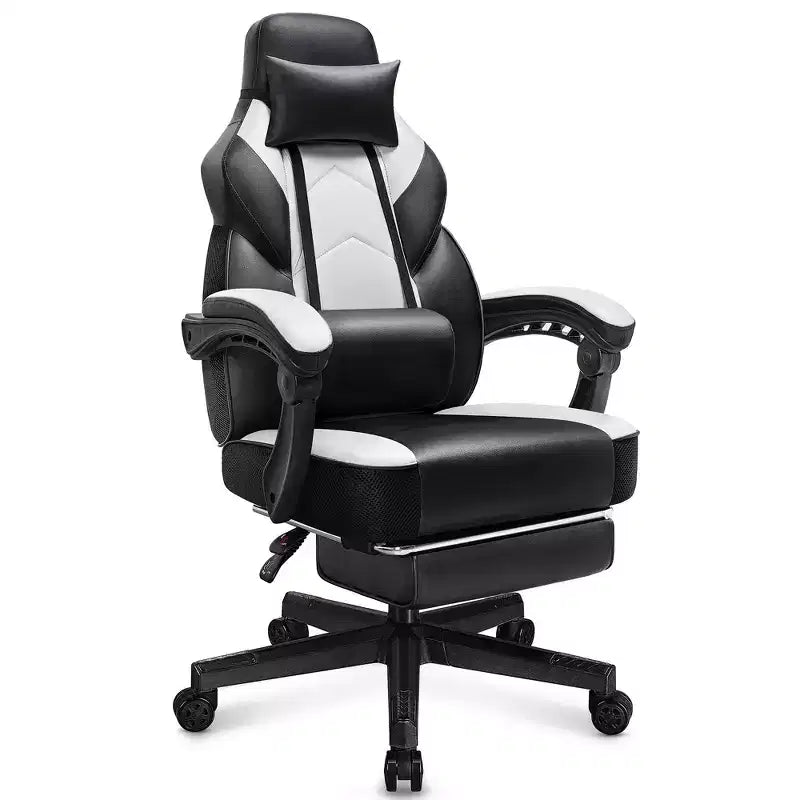 Chaises de gaming pour adultes avec repose-pieds, dossier haut et soutien lombaire massant