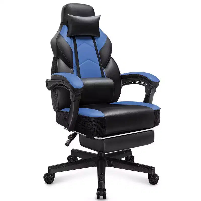 Chaises de gaming pour adultes avec repose-pieds, dossier haut et soutien lombaire massant