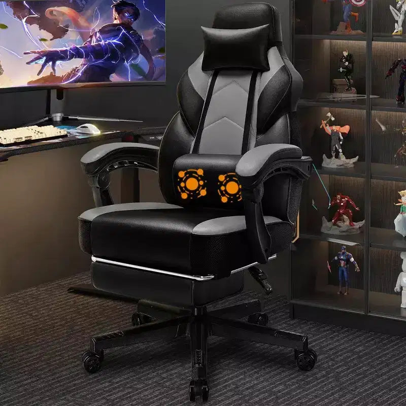 Chaises de gaming pour adultes avec repose-pieds, dossier haut et soutien lombaire massant