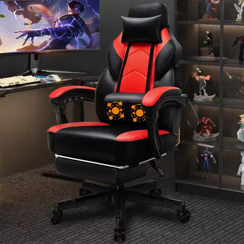 Chaises de gaming pour adultes avec repose-pieds, dossier haut et soutien lombaire massant