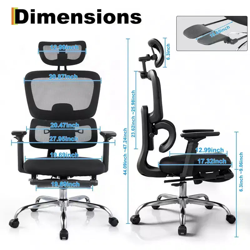 Fauteuil de jeu ergonomique en maille, usage intensif, dossier haut, fauteuil de bureau