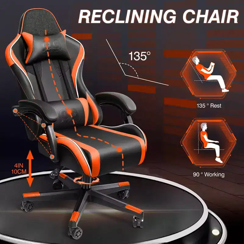 Fauteuil de bureau exécutif en cuir, fauteuil de bureau ergonomique avec support lombaire dossier haut