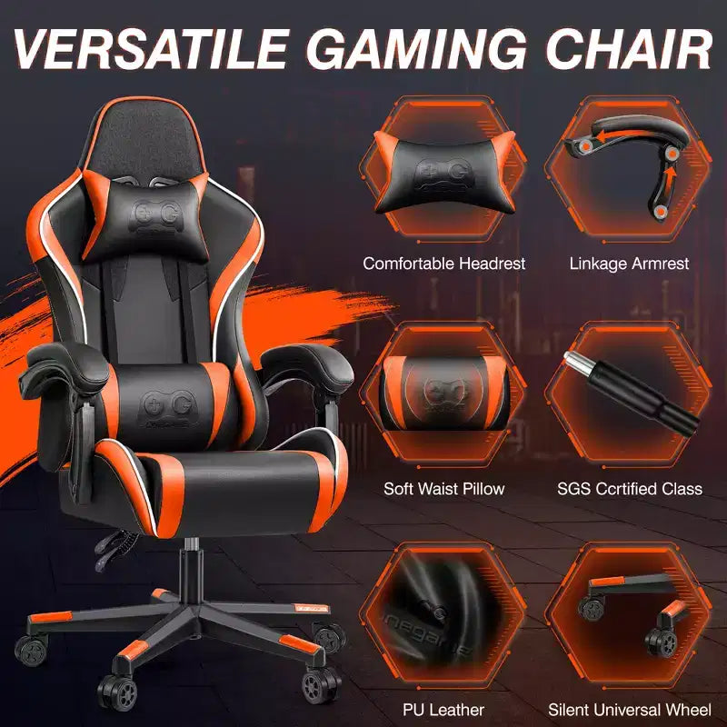 Fauteuil de bureau exécutif en cuir, fauteuil de bureau ergonomique avec support lombaire dossier haut