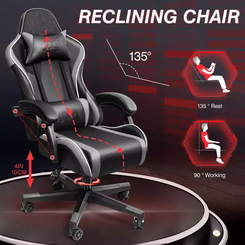 Fauteuil de bureau exécutif en cuir, fauteuil de bureau ergonomique avec support lombaire dossier haut