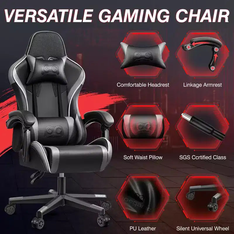 Fauteuil de bureau exécutif en cuir, fauteuil de bureau ergonomique avec support lombaire dossier haut