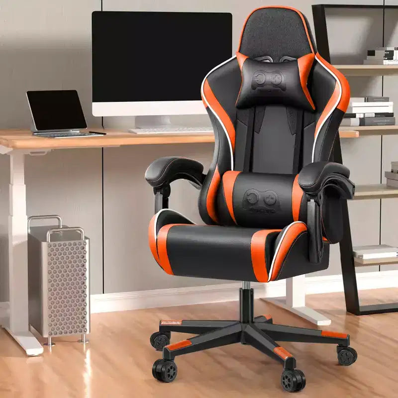 Fauteuil de bureau exécutif en cuir, fauteuil de bureau ergonomique avec support lombaire dossier haut
