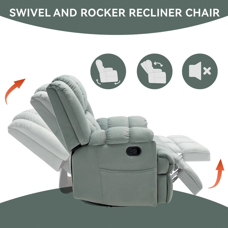 Fauteuil inclinable pivotant et berçant surdimensionné, Repose-pieds