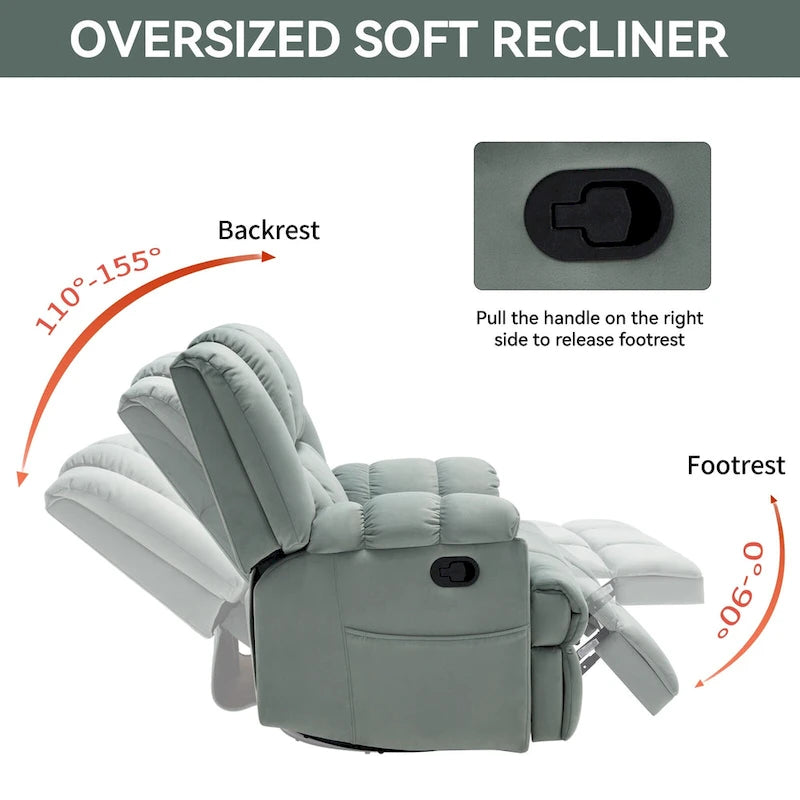 Fauteuil inclinable pivotant et berçant surdimensionné, Repose-pieds