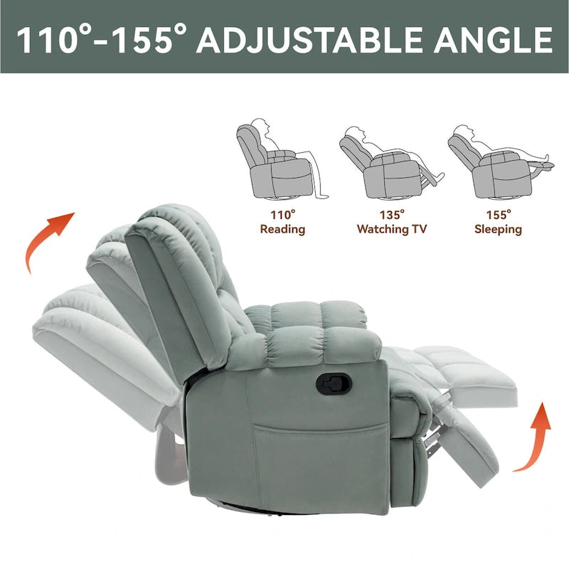 Fauteuil inclinable pivotant et berçant surdimensionné, Repose-pieds