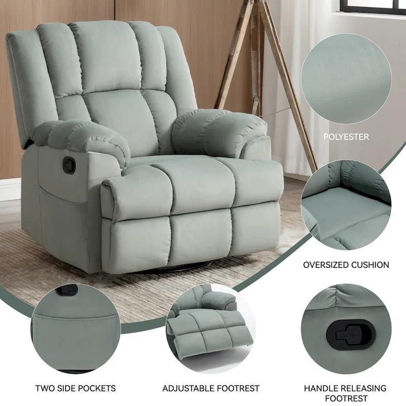Fauteuil inclinable pivotant et berçant surdimensionné, Repose-pieds