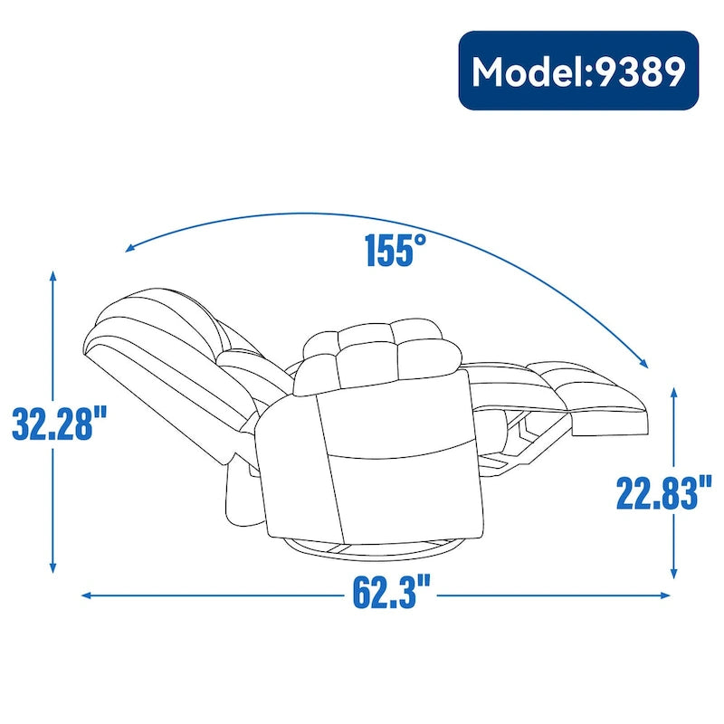Fauteuil inclinable pivotant et berçant surdimensionné, Repose-pieds