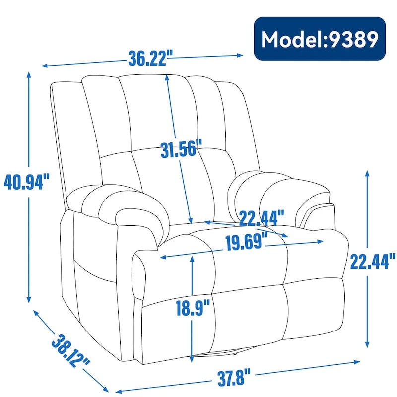 Fauteuil inclinable pivotant et berçant surdimensionné, Repose-pieds