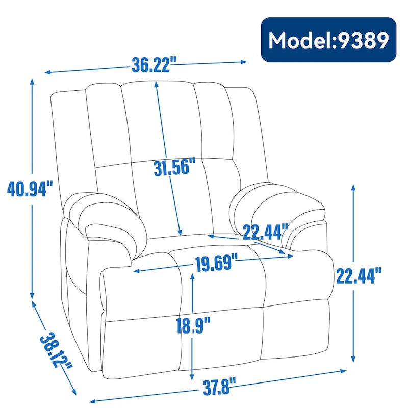 Fauteuil inclinable pivotant et berçant surdimensionné, Repose-pieds